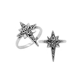 Balinese silver compass shape ring with polished designer finish